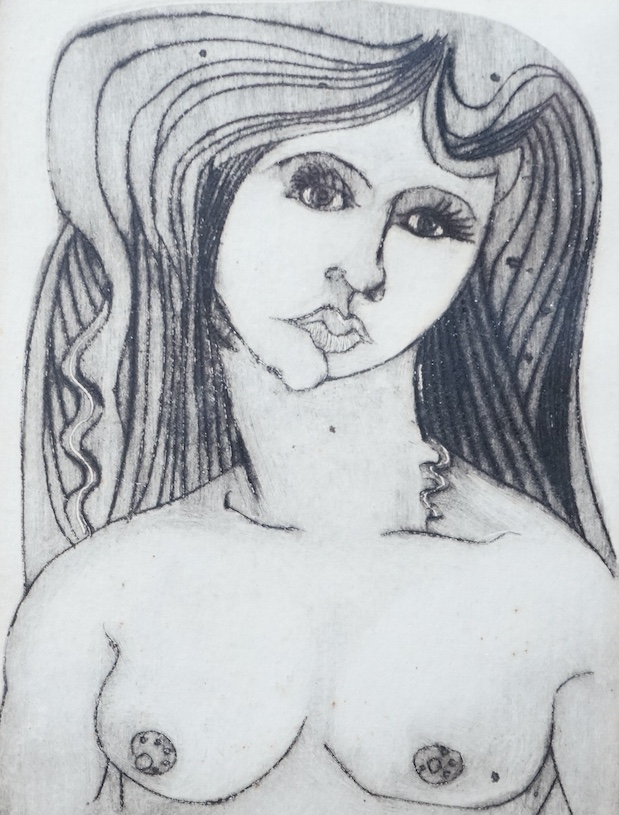 Geoffrey Key (b.1941), etching, ‘Eve’, signed and dated '76, limited edition 8/20, 19 x 13cm. Condition - fair